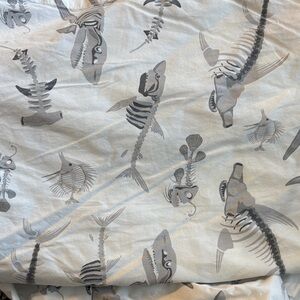 Pottery Barn Kids Shark Bones Glow in the Dark twin fitted, top, and pillowcase